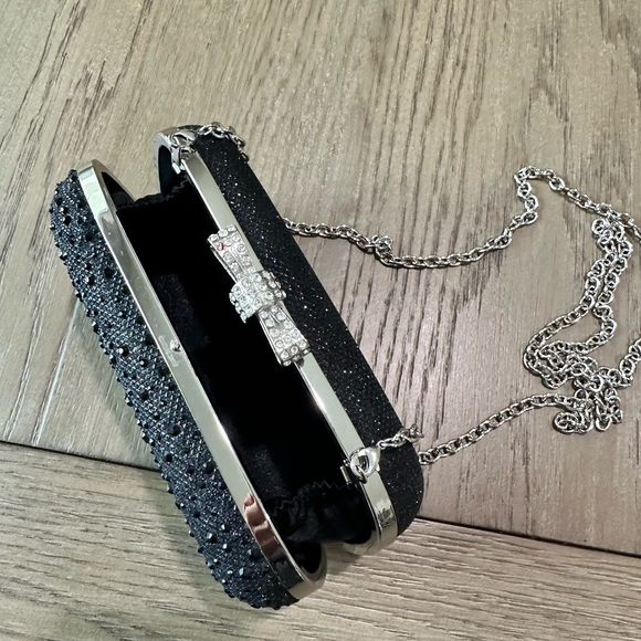 INC International Concepts Formal/Evening Beaded Long Chain/Clutch Bag Black - Picture 6 of 11